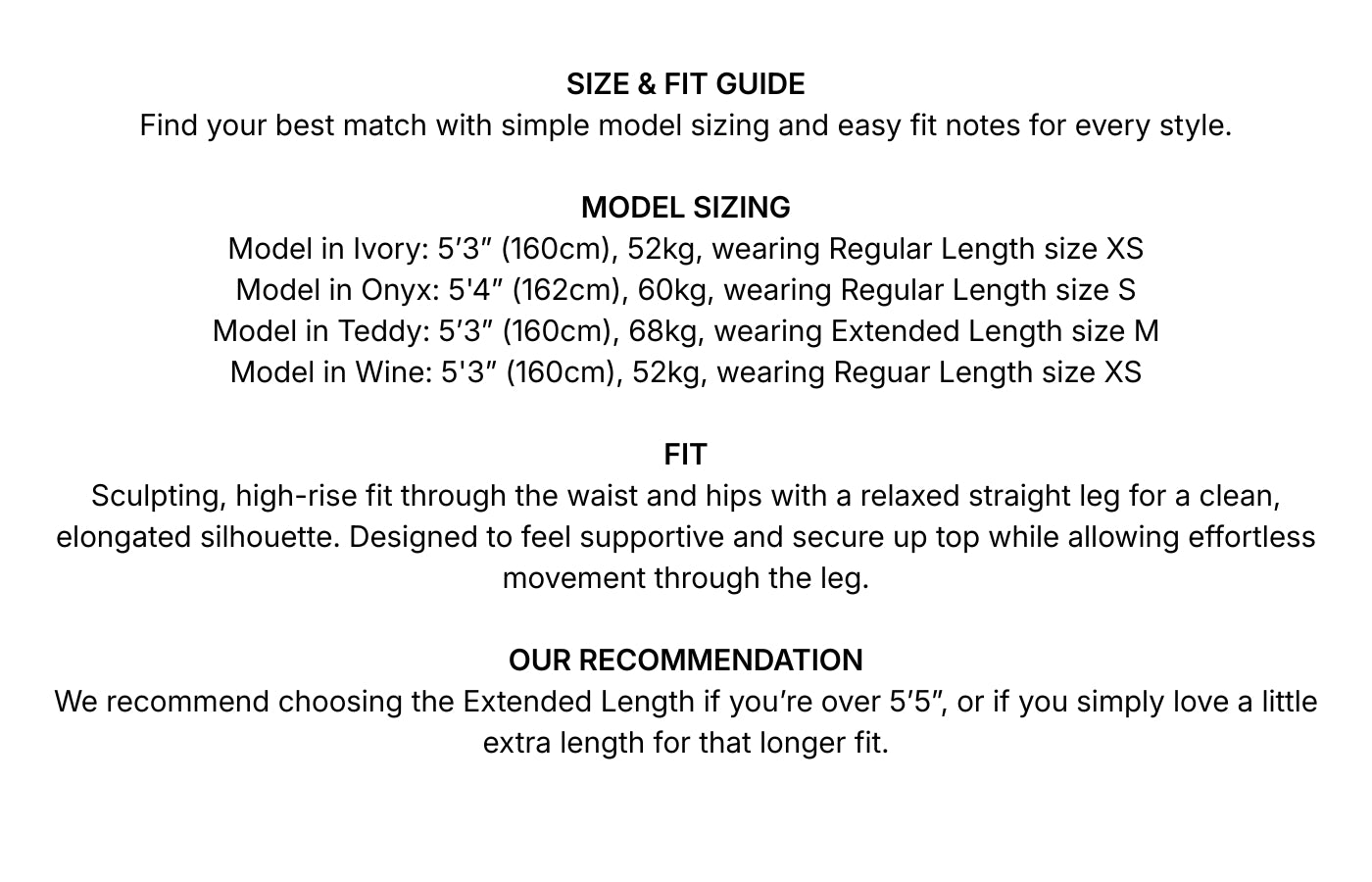 Size chart