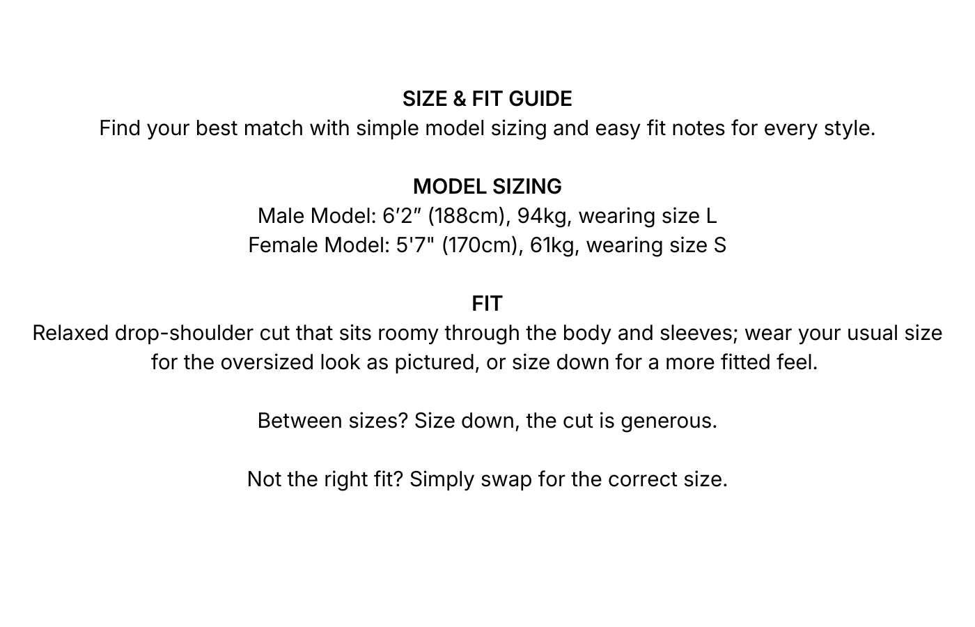 Size chart
